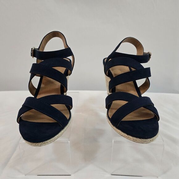 Dulce Vita Sandals Women's 8 dV8 Wedge 3" Heel Open Toe Buckle Black & Tan - Picture 4 of 13